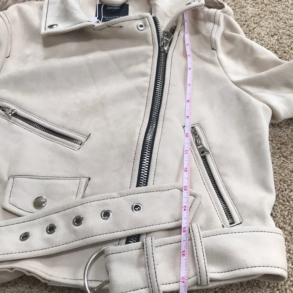 Nwt! Bershka Size M Tan Faux Suede Zipper Jacket — image 7 of 8